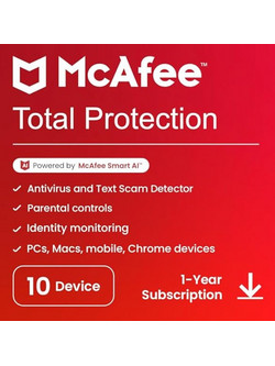McAfee Total Protection 2025 για 10 Συσκευές και 1 Έτος Χρήσης (Ηλεκτρονική Άδεια)