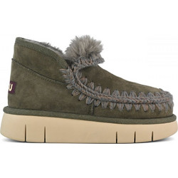 Mou Eskimo Bounce Γυναικεία Μποτάκια Πλατφόρμα Suede Χακί με Γούνα FW531009A-OLV