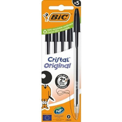 BIC Cristal Original Σετ Στυλό Διαρκείας 1mm Μαύρο 5τμχ S9916450