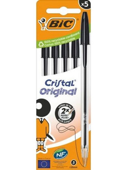 BIC Cristal Original Σετ Στυλό Διαρκείας 1mm Μαύρο 5τμχ S9916450