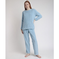 Admas Σετ Γυναικείες Πιτζάμες Χειμωνιάτικες Fleece Γαλάζιες 63651