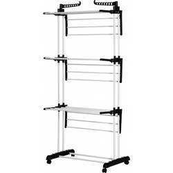 HOMCOM 850-208V00BK Πτυσσόμενη Κάθετη Απλώστρα Ρούχων Δαπέδου Μεταλλική 73x64x177cm