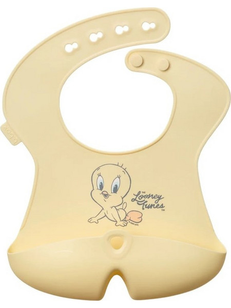 B.Box Looney Tunes Αδιάβροχη Σαλιάρα Σιλικόνης με Κουμπί & Τσέπη 4m+ Κίτρινη