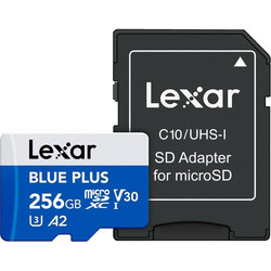 Lexar Blue Plus microSDXC 256GB Class 10 U3 V30 UHS-I A2 170MB/s + Adapter