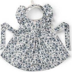 Elodie Details Garden Leo Αδιάβροχη Σαλιάρα Ποδιά Υφασμάτινη με Κουμπί Λευκή Μπλε