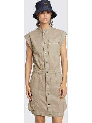 G-Star RAW Mini Καλοκαιρινό Καθημερινό Φόρεμα Σεμιζιέ Μπεζ D26026-D454-G102