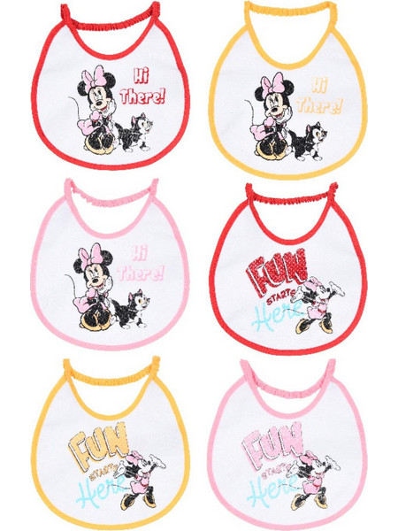 Disney Minnie & Figaro Σετ Σαλιάρες Υφασμάτινες Κόκκινη Κίτρινη Ροζ 6τμχ