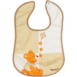 Playshoes Bear Αδιάβροχη Σαλιάρα Υφασμάτινη με Αυτοκόλλητο Μπεζ