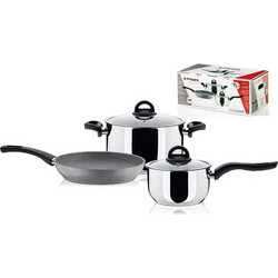 Pyramis Mixcook Σετ Μαγειρικά Σκεύη από Ανοξείδωτο Ατσάλι με Αντικολλητική Επίστρωση 3τμχ 015700301
