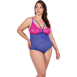 Milena By Paris Sexy Κορμάκι Slip See Through με Δαντέλα Μωβ Φούξια 20025