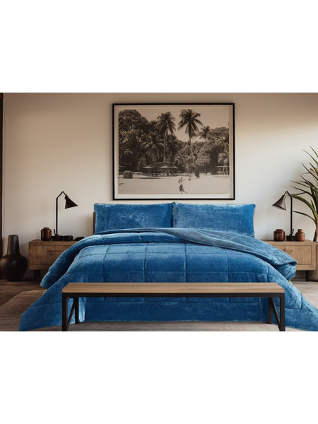 Γαρύφαλλο Κουβερτοπάπλωμα Μονό Microfiber 160x220 Square Μπλε
