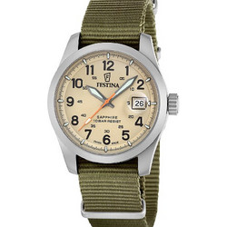 Festina Ανδρικό Ρολόι με Χακί Υφασμάτινο Λουράκι F200821