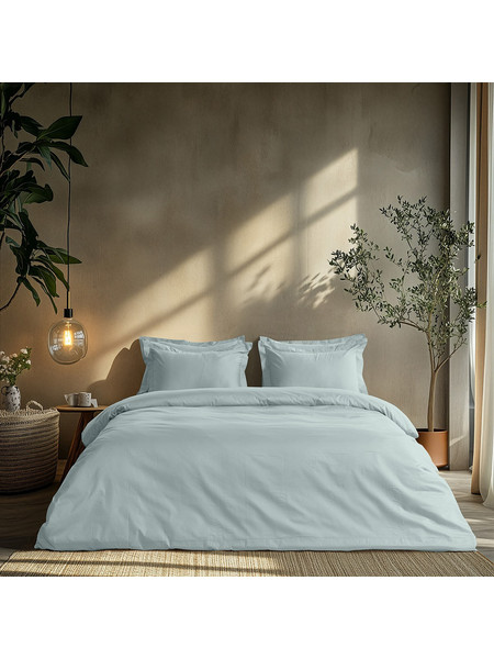 Beauty Home Σετ Σεντόνια Υπέρδιπλα Βαμβακοσατέν με Λάστιχο 170x200+30 Art 1700 Harmony Γαλάζιο