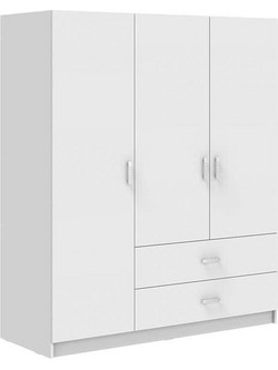 Pakoworld Τρίφυλλη Ντουλάπα Ρούχων Royal Λευκή 150x58x230cm 361-000125