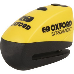 Oxford Screamer 7 Κλειδαριά Δισκόφρενου Μηχανής 7mm Μαύρη Κίτρινη