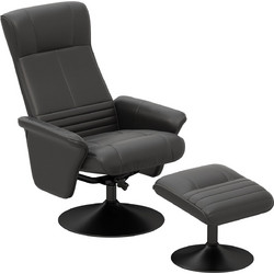 HOMCOM Πολυθρόνα Relax με Υποπόδιο Περιστρεφόμενη Ανακλινόμενη Δερματίνη Μαύρη 839-391V01BK