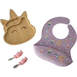 QueenMother Βρεφικό Σετ Φαγητού Σιλικόνης & Bamboo Fairy Purple 4τμχ