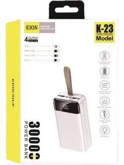 Eion K-23 Power Bank 30000mAh με 2 Θύρες USB-A & Θύρα USB-C White