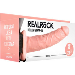 Shots RealRock 8" Hollow Harness Strap On με Dildo 20.5cm Flesh