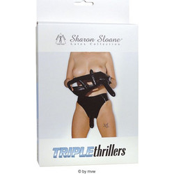 Shaun Sloane Triple Thrillers Small Εσώρουχο Strap On με Τριπλό Dildo Μαύρο
