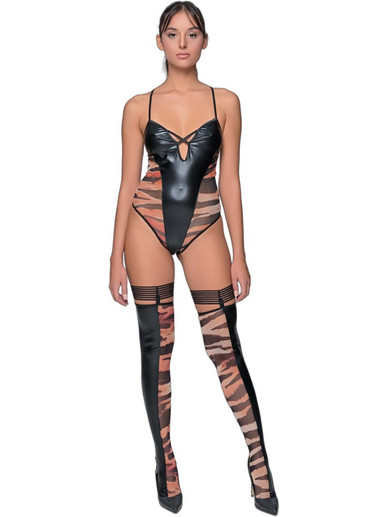 Milena By Paris Sexy Κορμάκι String See Through Μαύρο Πορτοκαλί 2495-5415