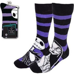 Cerda Nightmare Before Christmas - Jack & Sally Ανδρικές Κάλτσες Ψηλές με Σχέδια Μαύρες 2900002417