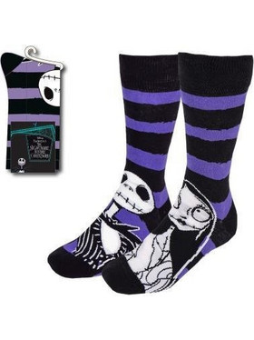 Cerda Nightmare Before Christmas - Jack & Sally Ανδρικές Κάλτσες Ψηλές με Σχέδια Μαύρες 2900002417