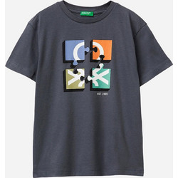 Benetton Παιδικό T-Shirt Κοντομάνικο Γκρι 3I1XC10S4-10N