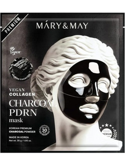 Mary & May Collagen Charcoal PDRN Sheet Μαύρη Μάσκα Προσώπου με Άνθρακα 30gr
