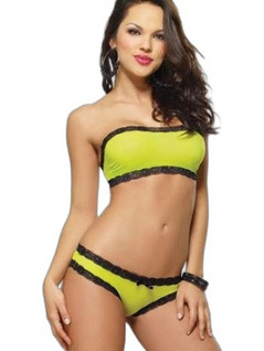 Dreamgirl Σετ Sexy Εσώρουχα με Δαντέλα Lime Μαύρα 8096