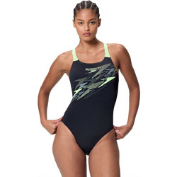 Speedo Αθλητικό Ολόσωμο Μαγιό Μαύρο Lime 8-A000111003