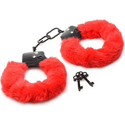 Master Series Fur Handcuffs Χειροπέδες Κόκκινες