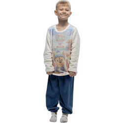 Galaxy Paw patrol Παιδική Πιτζάμα Fleece Χειμωνιάτικη Μπεζ Navy Μπλε 97