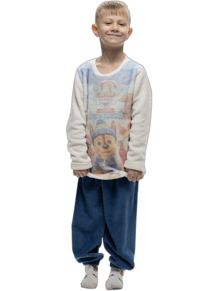 Galaxy Paw patrol Παιδική Πιτζάμα Fleece Χειμωνιάτικη Μπεζ Navy Μπλε 97