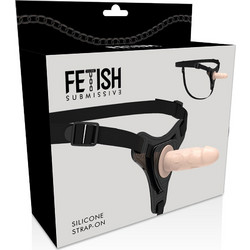 Fetish Submissive Silicone Harness Strap On με Dildo 12.5cm Μαύρο Flesh D-221306