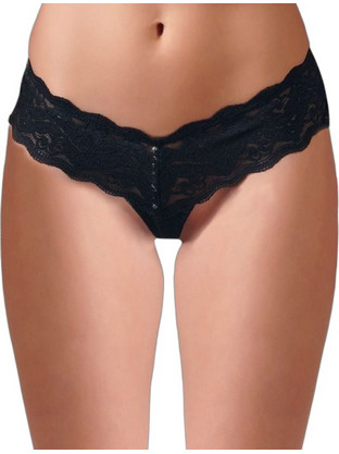 Cottelli Γυναικείο Sexy String Αυτοκινήτου με Δαντέλα Μαύρο 4024144267064