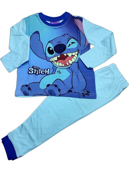 Disney Lilo & Stitch Παιδική Πιτζάμα Βαμβακερή Χειμωνιάτικη Γαλάζια Navy Μπλε LIL-2869