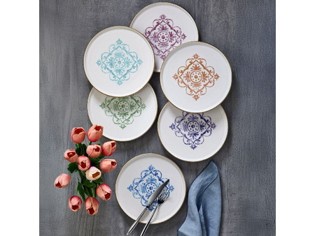 Stewe Home Κληρονομιά Πιάτα Γλυκού Πορσελάνης 20cm 6τμχ STE-004016-P4016