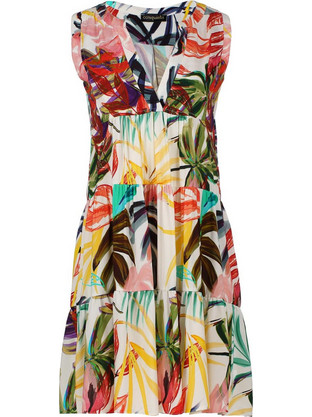 Conquista Mini Καλοκαιρινό Καθημερινό Φόρεμα Floral Λευκό C221-090-15