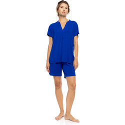 Pink Label Σετ Γυναικείες Πιτζάμες Καλοκαιρινές Royal Blue SN-204