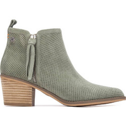 Refresh Γυναικεία Μποτάκια Cowgirl Suede Χακί με Χοντρό Χαμηλό Τακούνι 175151