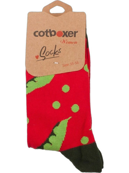 Cotboxer Peas Ανδρικές Κάλτσες Ψηλές με Σχέδια Κόκκινες