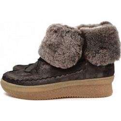 Kanna Γυναικεία Μποτάκια Suede Σοκολατί με Γούνα 18KI8852