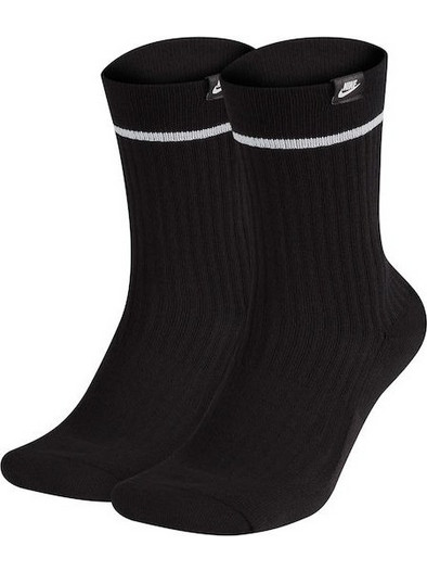 Nike Essential Ανδρικές Κάλτσες Ψηλές με Σχέδια Μαύρες 2Pack SX7166-010