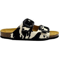 Plakton Γυναικεία Σανδάλια Suede Ανατομικά Μαύρα Λευκά 185983