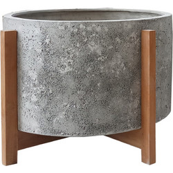 HomeMarkt Hoff Γλάστρα Εξωτερικού Χώρου Στρογγυλή Fiber Cement Γκρι 50x35cm HM4682.03L