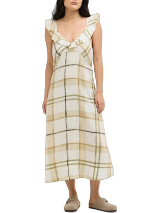 Barbour Midi Καλοκαιρινό Βραδινό Φόρεμα Εκρού LDR1007-BRBE31