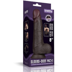 Lovetoy Sliding-Skin 8.0" Pro Dual Layer Dong II Ρεαλιστικό Dildo με Βεντούζα & Όρχεις 2cm Μαύρο