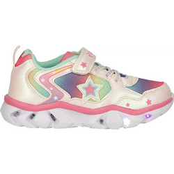 Zig-Zag Saserta Παιδικά Sneakers με Φωτάκια Μπεζ Φούξια Z234130-1002