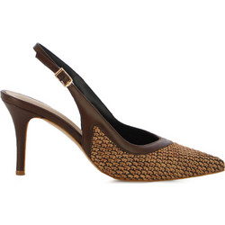 Fratelli Petridi Γόβες Slingback Δερμάτινες με Τακούνι Στιλέτο Καφέ 802S26000717